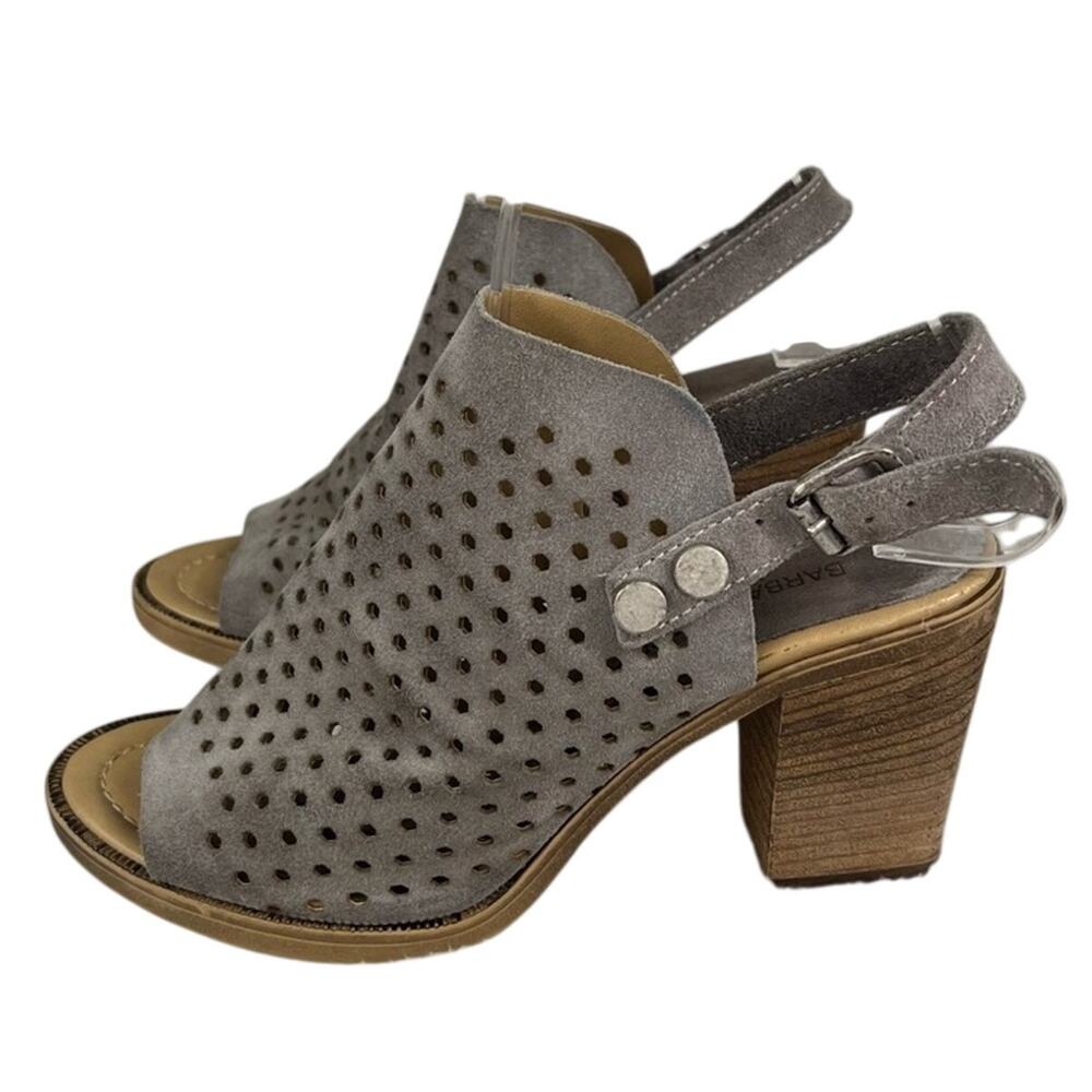 BARBARA BARBIERI (ANTHROPOLOGIE) Gray Opened Toe Perforated Sling Back Sandals 6